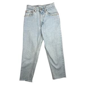 Levi Strauss 550 Blue Denim High Rise Relaxed Fit Cut Off Tapered Leg Jeans Sz S